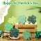 St. Patrick's Day Shamrock Decorations, Wooden Saint Patrick Day Tiered Tray Decor Set of 6, Green Clover Table Top Decoration for Home, Shelf, Door, Office Party (Glitter Solid)